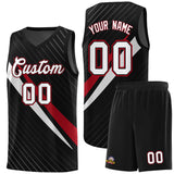 Custom Black Diagonal Pinstripe Pattern Color Block Sports Uniform Basketball Jersey
