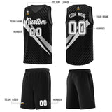 Custom Black Diagonal Pinstripe Pattern Color Block Sports Uniform Basketball Jersey