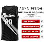 Custom Black Diagonal Pinstripe Pattern Color Block Sports Uniform Basketball Jersey