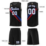Custom Black Diagonal Pinstripe Pattern Color Block Sports Uniform Basketball Jersey