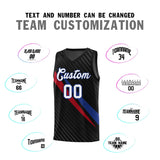 Custom Black Diagonal Pinstripe Pattern Color Block Sports Uniform Basketball Jersey