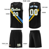 Custom Black Diagonal Pinstripe Pattern Color Block Sports Uniform Basketball Jersey