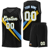 Custom Black Diagonal Pinstripe Pattern Color Block Sports Uniform Basketball Jersey