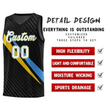 Custom Black Diagonal Pinstripe Pattern Color Block Sports Uniform Basketball Jersey
