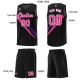 Custom Black Diagonal Pinstripe Pattern Color Block Sports Uniform Basketball Jersey