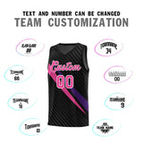 Custom Black Diagonal Pinstripe Pattern Color Block Sports Uniform Basketball Jersey
