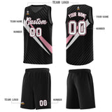 Custom Black Diagonal Pinstripe Pattern Color Block Sports Uniform Basketball Jersey