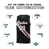 Custom Black Diagonal Pinstripe Pattern Color Block Sports Uniform Basketball Jersey