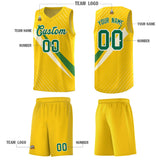 Custom Gold Diagonal Pinstripe Pattern Color Block Sports Uniform Basketball Jersey
