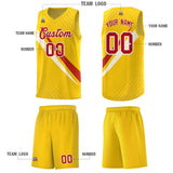 Custom Gold Diagonal Pinstripe Pattern Color Block Sports Uniform Basketball Jersey