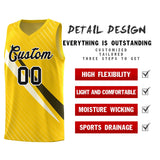 Custom Gold Diagonal Pinstripe Pattern Color Block Sports Uniform Basketball Jersey