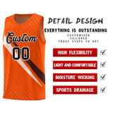 Custom Orange Diagonal Pinstripe Pattern Color Block Sports Uniform Basketball Jersey