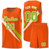 Custom Orange Diagonal Pinstripe Pattern Color Block Sports Uniform Basketball Jersey