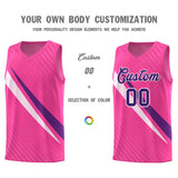 Custom Pink Diagonal Pinstripe Pattern Color Block Sports Uniform Basketball Jersey