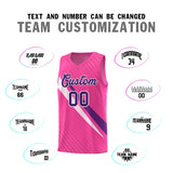 Custom Pink Diagonal Pinstripe Pattern Color Block Sports Uniform Basketball Jersey
