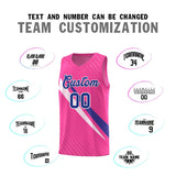 Custom Pink Diagonal Pinstripe Pattern Color Block Sports Uniform Basketball Jersey