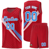 Custom Red Diagonal Pinstripe Pattern Color Block Sports Uniform Basketball Jersey
