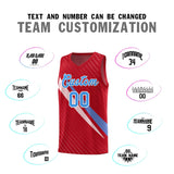 Custom Red Diagonal Pinstripe Pattern Color Block Sports Uniform Basketball Jersey