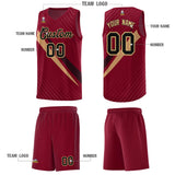 Custom Crimson Diagonal Pinstripe Pattern Color Block Sports Uniform Basketball Jersey