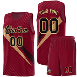 Custom Crimson Diagonal Pinstripe Pattern Color Block Sports Uniform Basketball Jersey
