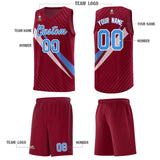 Custom Crimson Diagonal Pinstripe Pattern Color Block Sports Uniform Basketball Jersey