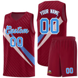 Custom Crimson Diagonal Pinstripe Pattern Color Block Sports Uniform Basketball Jersey