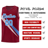 Custom Crimson Diagonal Pinstripe Pattern Color Block Sports Uniform Basketball Jersey