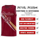 Custom Crimson Diagonal Pinstripe Pattern Color Block Sports Uniform Basketball Jersey