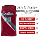 Custom Crimson Diagonal Pinstripe Pattern Color Block Sports Uniform Basketball Jersey