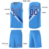 Custom Light Blue Diagonal Pinstripe Pattern Color Block Sports Uniform Basketball Jersey