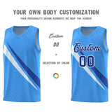 Custom Light Blue Diagonal Pinstripe Pattern Color Block Sports Uniform Basketball Jersey