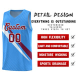 Custom Light Blue Diagonal Pinstripe Pattern Color Block Sports Uniform Basketball Jersey