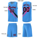 Custom Light Blue Diagonal Pinstripe Pattern Color Block Sports Uniform Basketball Jersey