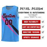 Custom Light Blue Diagonal Pinstripe Pattern Color Block Sports Uniform Basketball Jersey