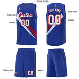 Custom Royal Diagonal Pinstripe Pattern Color Block Sports Uniform Basketball Jersey