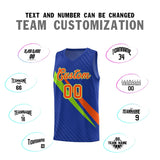 Custom Royal Diagonal Pinstripe Pattern Color Block Sports Uniform Basketball Jersey
