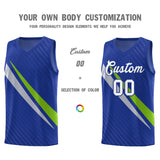 Custom Royal Diagonal Pinstripe Pattern Color Block Sports Uniform Basketball Jersey