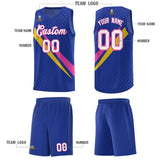 Custom Royal Diagonal Pinstripe Pattern Color Block Sports Uniform Basketball Jersey