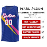 Custom Royal Diagonal Pinstripe Pattern Color Block Sports Uniform Basketball Jersey