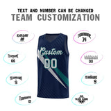 Custom Navy Diagonal Pinstripe Pattern Color Block Sports Uniform Basketball Jersey