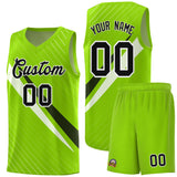 Custom Neon Green Diagonal Pinstripe Pattern Color Block Sports Uniform Basketball Jersey