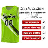 Custom Neon Green Diagonal Pinstripe Pattern Color Block Sports Uniform Basketball Jersey