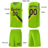 Custom Neon Green Diagonal Pinstripe Pattern Color Block Sports Uniform Basketball Jersey