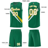 Custom Kelly Green Diagonal Pinstripe Pattern Color Block Sports Uniform Basketball Jersey