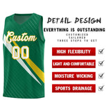 Custom Kelly Green Diagonal Pinstripe Pattern Color Block Sports Uniform Basketball Jersey