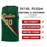 Custom Hunter Green Diagonal Pinstripe Pattern Color Block Sports Uniform Basketball Jersey