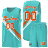 Custom Bright Green Diagonal Pinstripe Pattern Color Block Sports Uniform Basketball Jersey