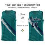 Custom Aqua Diagonal Pinstripe Pattern Color Block Sports Uniform Basketball Jersey