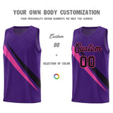 Custom Purple Diagonal Pinstripe Pattern Color Block Sports Uniform Basketball Jersey