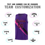 Custom Purple Diagonal Pinstripe Pattern Color Block Sports Uniform Basketball Jersey